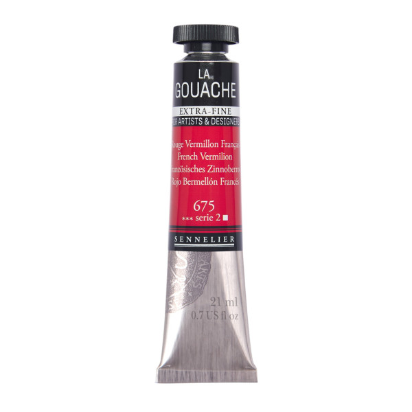 photo - Gouache - Extra-fine - Rouge Vermillon - 675 - Tube de 21ml - Sennelier
