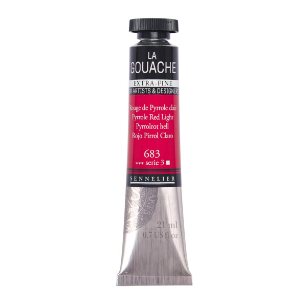 photo - Gouache - Extra-fine - Rouge de Pyrrole clair - 683 - Tube de 21ml - Sennelier