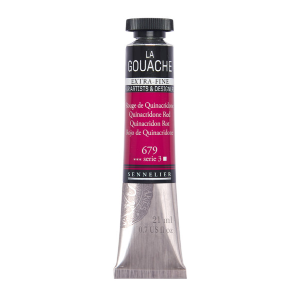 photo - Gouache - Extra-fine - Rouge de quinacridone - 679 - Tube de 21ml - Sennelier