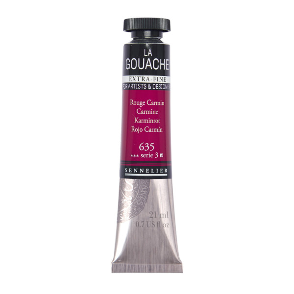 photo - Gouache - Extra-fine - Rouge carmin - 635 - Tube de 21ml - Sennelier