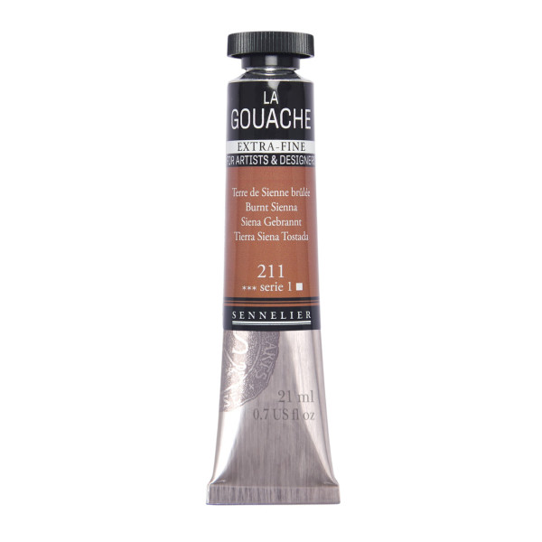 photo - Gouache - Extra-fine - Terre de sienne brûlée - 211 - Tube de 21ml - Sennelier