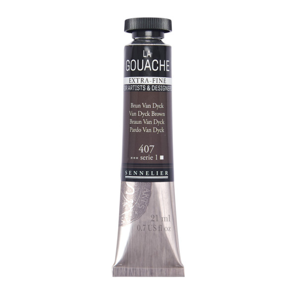 photo - Gouache - Extra-fine - Brun Van Dyck - 407 - Tube de 21ml - Sennelier