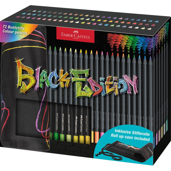 photo - Lot de 72 crayons de couleurs - Trousse rouleau - Faber-Castell - Black Edition