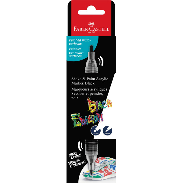 photo - Marqueur - Peinture acrylique - Noir - Multi-supports - Double pointes - Faber-castell - Black Edition - Shake & Paint