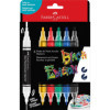 6 Marqueurs acryliques - Couleurs basiques - Multi-supports - Double pointes - Faber-castell - Black Edition - Shake&Paint