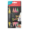 Etui de 4 Marqueurs acryliques - Couleurs Néon - Multi-supports - Double pointes - Faber-castell - Black Edition - Shake & Paint