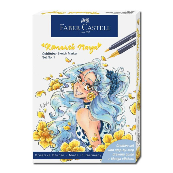Coffret pour apprendre à dessiner les mangas - Feutres + papier + instructions - Faber-Castell - Goldfaber - Romantic manga n°1