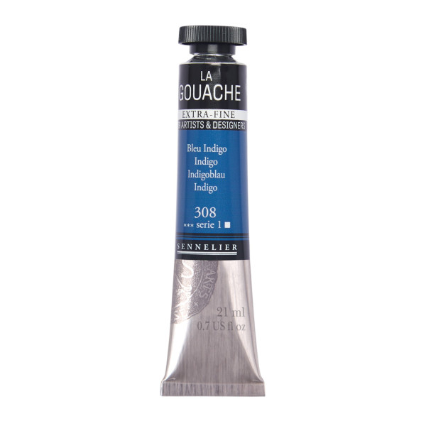 photo - Gouache - Extra-fine - Bleu indigo - 308 - Tube de 21ml - Sennelier