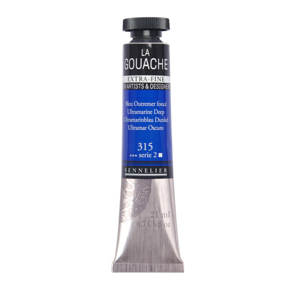 photo - Gouache - Extra-fine - Bleu outremer foncé - 315 - Tube de 21ml - Sennelier