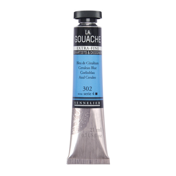 photo - Gouache - Extra-fine - Bleu de Céruléum - 302 - Tube de 21ml - Sennelier