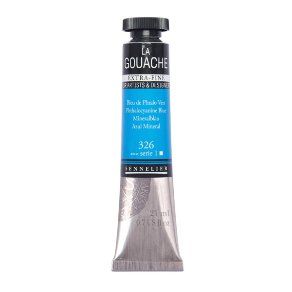 photo - Gouache - Extra-fine - Bleu de phtalo vert - 326 - Tube de 21ml - Sennelier