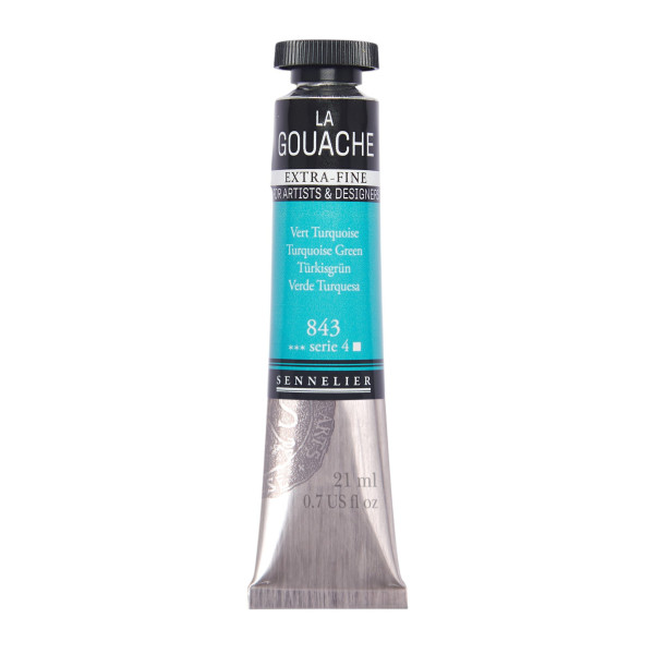 photo - Gouache - Extra-fine - Vert turquoise - 843 - Tube de 21ml - Sennelier