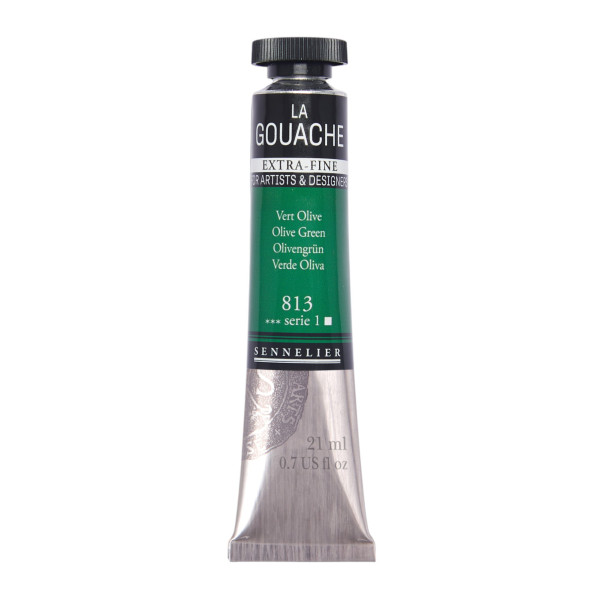 photo - Gouache - Extra-fine - Vert olive - 813 - Tube de 21ml - Sennelier