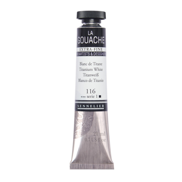 photo - Gouache - Extra-fine - Blanc de titane - 116 - Tube de 21ml - Sennelier