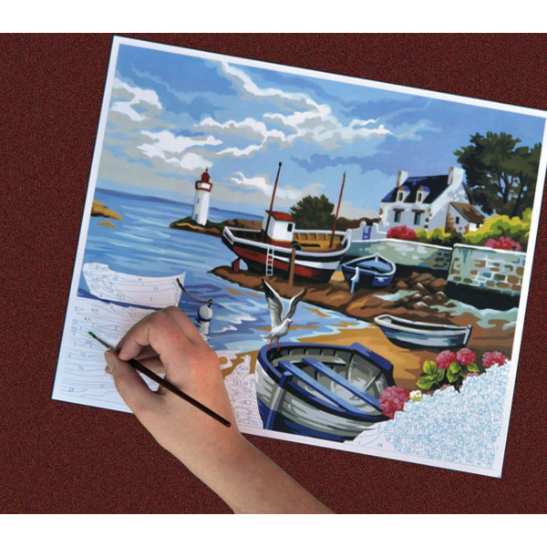 photo - Peinture au numéro - Rivage Breton - 30x40 - Toile + peinture + pinceaux - Enjoy Art