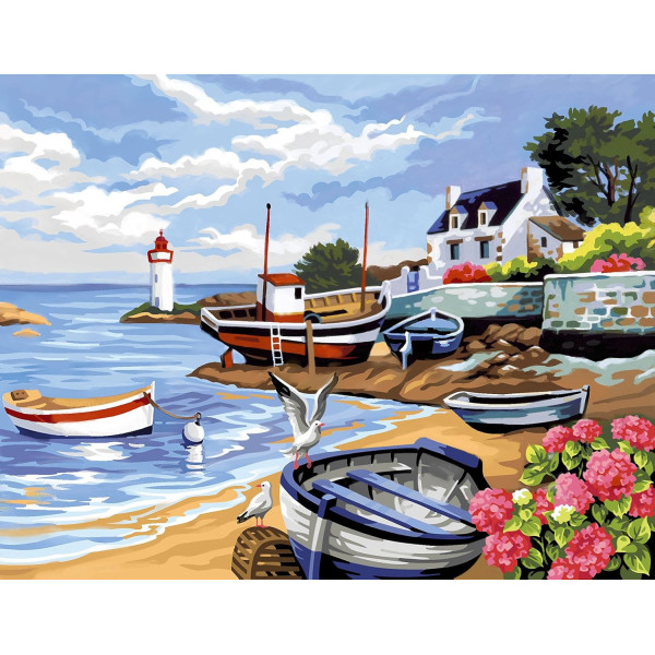 Peinture au numéro - Rivage Breton - 30x40 - Toile + peinture + pinceaux - Enjoy Art