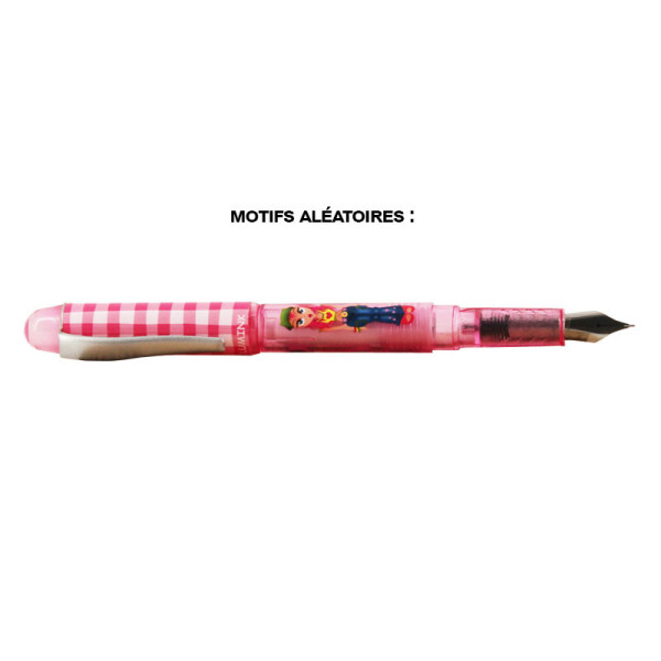 Stylo plume - Encre bleue effaçable - Personnages colorés - PlumInk