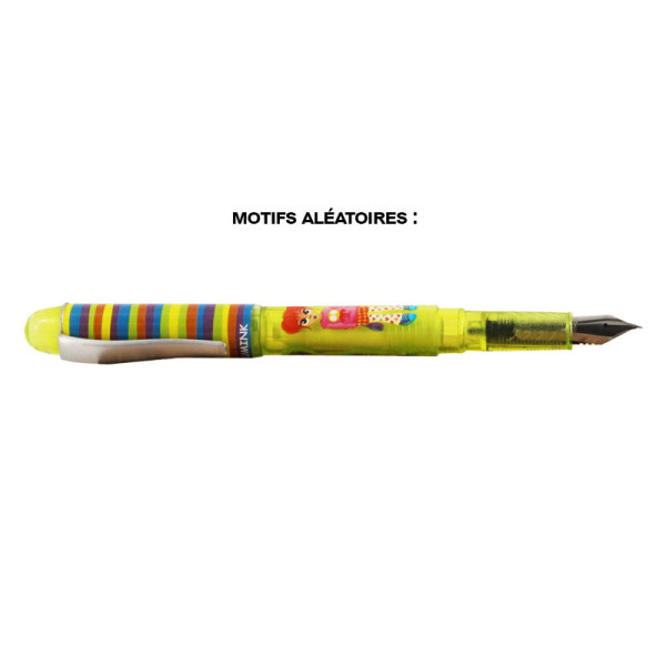 Stylo plume - Encre bleue effaçable - Personnages colorés - PlumInk