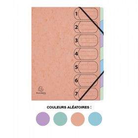Trieur - 7 touches - A4 - Carton - Couleurs pastel assorties - Harmonika - Exacompta