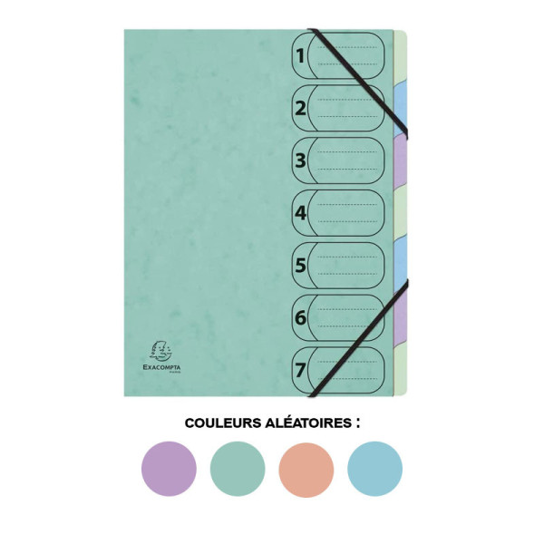 Trieur - 7 touches - A4 - Carton - Couleurs pastel assorties - Harmonika - Exacompta