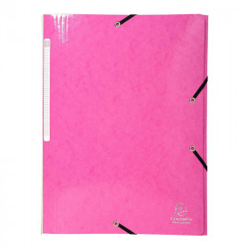 photo-Chemise à élastique 3 rabats - A4 - Rose - Carte lustrée - Iderama - Exacompta