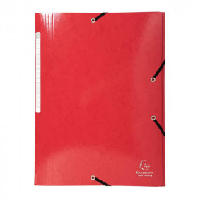 photo-Chemise à élastique 3 rabats - A4 - Rouge - Carte lustrée - Iderama - Exacompta