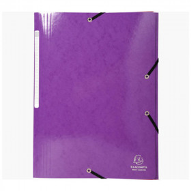 photo-Chemise à élastique 3 rabats - A4 - Violet - Carte lustrée - Iderama - Exacompta