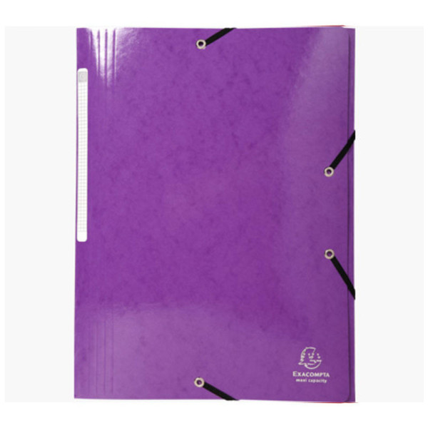 photo-Chemise à élastique 3 rabats - A4 - Violet - Carte lustrée - Iderama - Exacompta