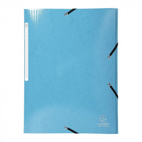 photo-Chemise à élastique 3 rabats - A4 - Bleu clair - Carte lustrée - Iderama - Exacompta