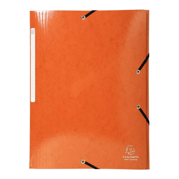 photo-Chemise à élastique 3 rabats - A4 - Orange - Carte lustrée - Iderama - Exacompta