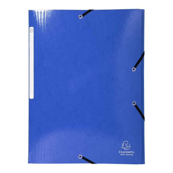 photo-Chemise à élastique 3 rabats - A4 - Bleu - Carte lustrée - Iderama - Exacompta