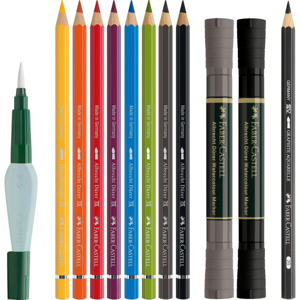 Set découverte aquarelle - Crayons + Feutres + pinceau réservoir - Faber-Castell - Albrecht Dürer