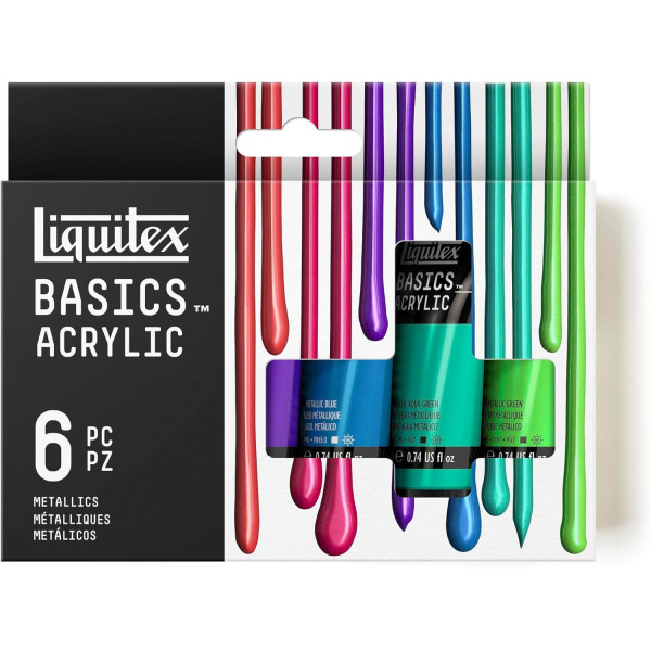 photo - 6 tubes de peinture acrylique - Couleurs métalliques - Liquitex Basics Acrylic