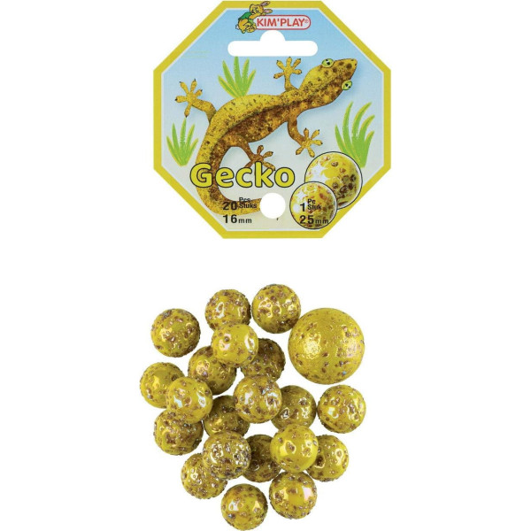 Billes - Filet de 20 billes + 1 calot - Jaune - Gecko - Jeu - Enfant