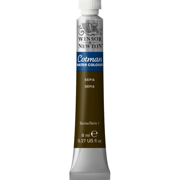 photo-Tube de peinture aquarelle fine - Sépia - Cotman - Winsor & Newton - 8ml