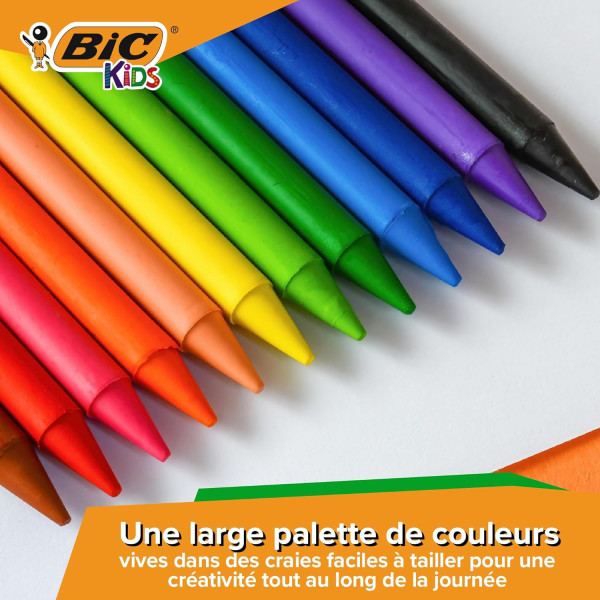 Crayons de couleur - Craies de coloriage - Enfant - BIC Kids - Plastidecor - 12 couleurs