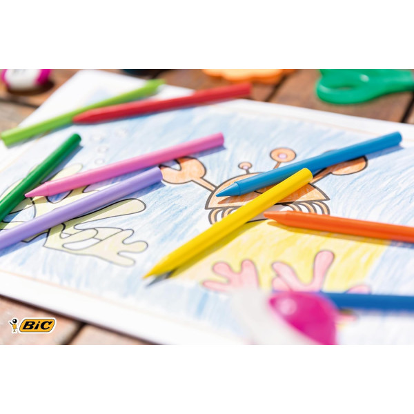 Crayons de couleur - Craies de coloriage - Enfant - BIC Kids - Plastidecor - 12 couleurs