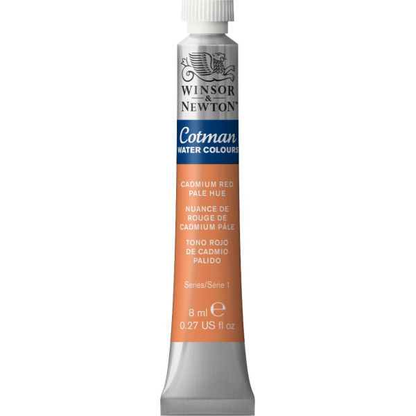 photo-Tube de peinture aquarelle fine - Rouge Cadmium pâle - Cotman - Winsor & Newton - 8ml