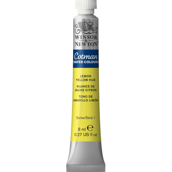 photo-Tube de peinture aquarelle fine - Nuance jaune citron - Cotman - Winsor & Newton - 8ml