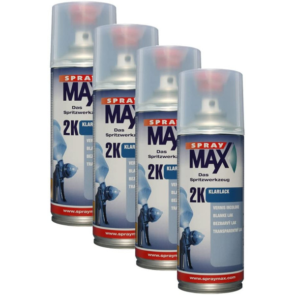 photo-Lot de 4 bombes de vernis de finition - Automobile - Brillant - 2K Spray max - 400ml