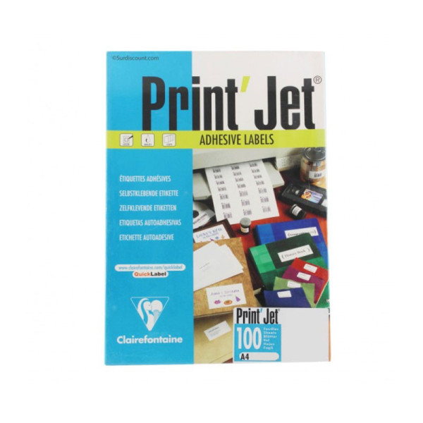 photo- Boite de 650 étiquettes - Format 38,1 x 21,2 mm - Print'Jet - 84601 - Clairefontaine