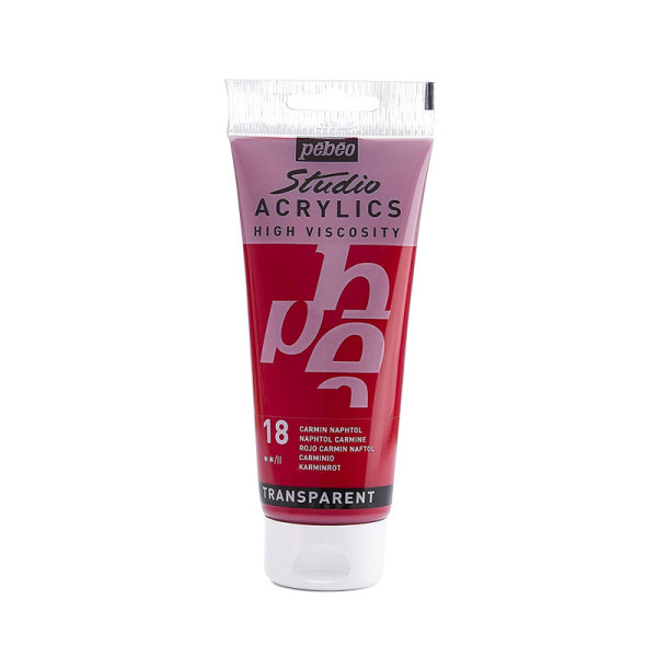 photo-Tube de peinture acrylique - Carmin naphtol - Pébéo - Studio - 100 ml