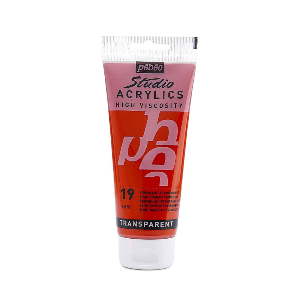 photo-Tube de peinture acrylique - Vermillon transparent - Pébéo - Studio - 100 ml