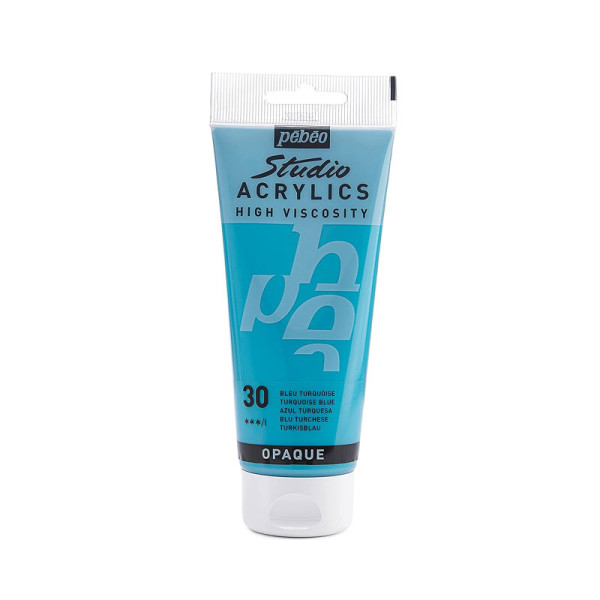 photo-Tube de peinture acrylique - Bleu turquoise - Pébéo - Studio - 100 ml
