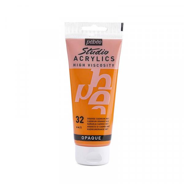 photo-Tube de peinture acrylique - Orange cadmium imitation - Pébéo - Studio - 100 ml