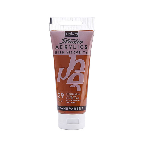 photo-Tube de peinture acrylique - Rouge de Venise - Pébéo - Studio - 100 ml