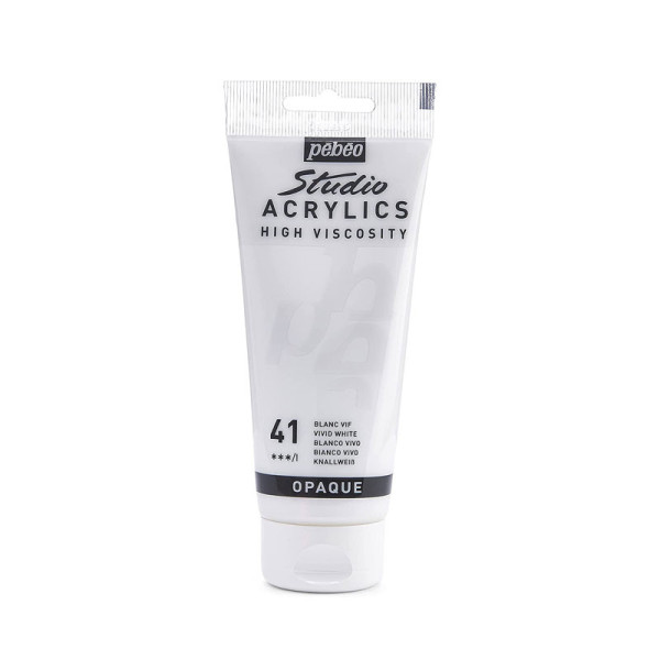 photo-Tube de peinture acrylique - Blanc vif - Pébéo - Studio - 100 ml