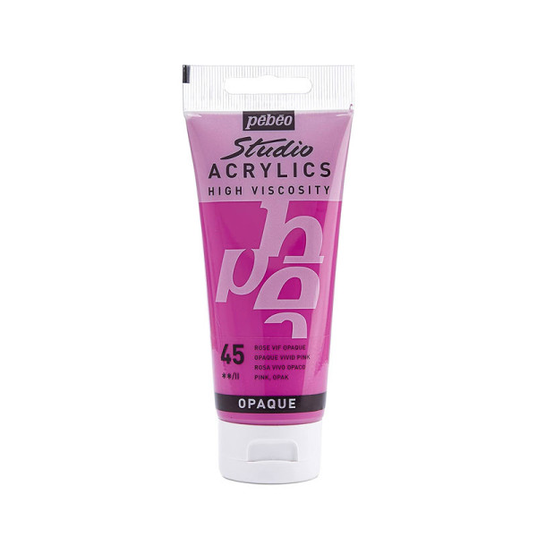 photo-Tube de peinture acrylique - Rose vif opaque - Pébéo - Studio - 100 ml
