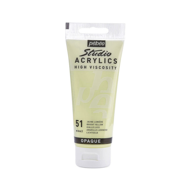 photo-Tube de peinture acrylique - Jaune lumière - Pébéo - Studio - 100 ml