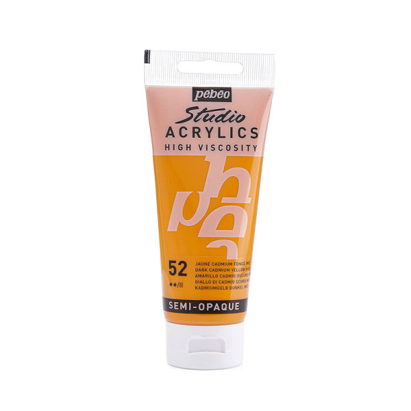photo-Tube de peinture acrylique - Jaune cadmium foncé - Pébéo - Studio - 100 ml